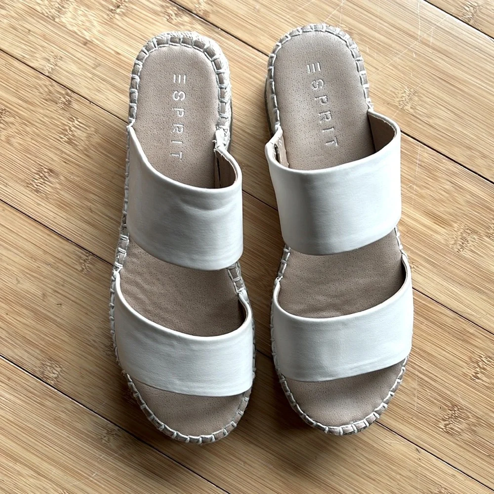 Esprit Katalina Beige Double Strap Espadrille Wedge Platform Shoe Sole Size 9